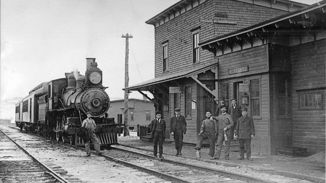 Arrivée des trains à Saint-Georges en 1907
