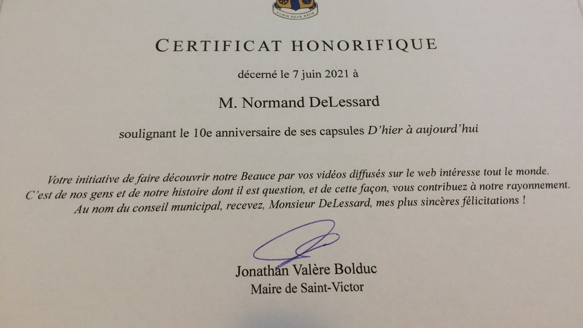 Saint-Victor souligne l'oeuvre de Normand DeLessard