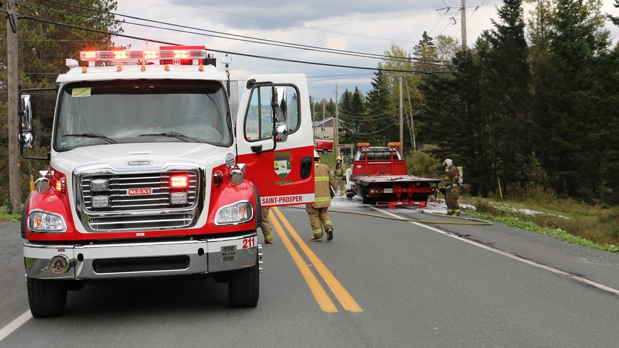 Première intervention du nouveau camion incendie de Saint-Prosper