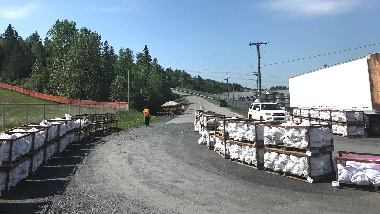 Distribution des plants dans le stationnement du Centre de ski de Saint-Georges.