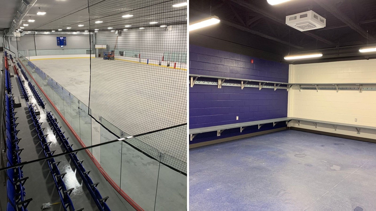 La nouvelle glace et un vestiaire pour les joueurs.
