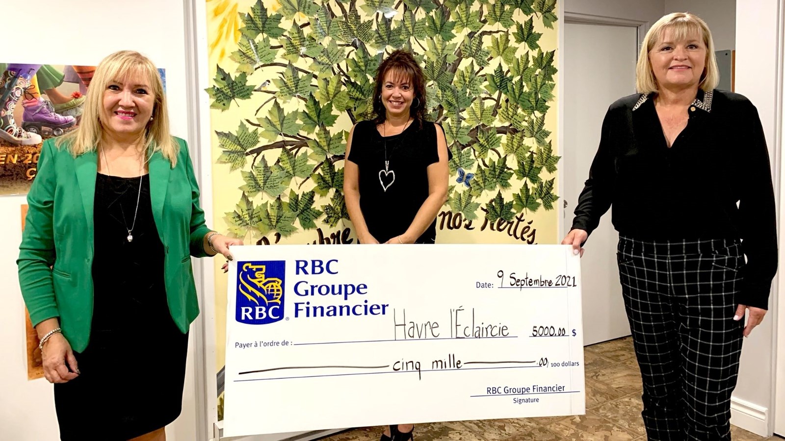 Un don de la RBC pour l'organisme Havre l’Éclaircie