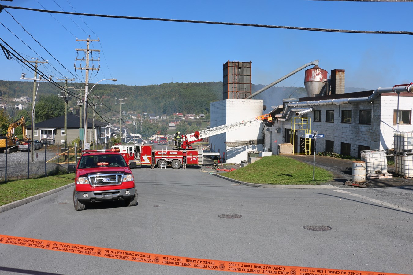 Incendie aux Séchoirs de Beauce: l'eau pompée à même la rivière Chaudière
