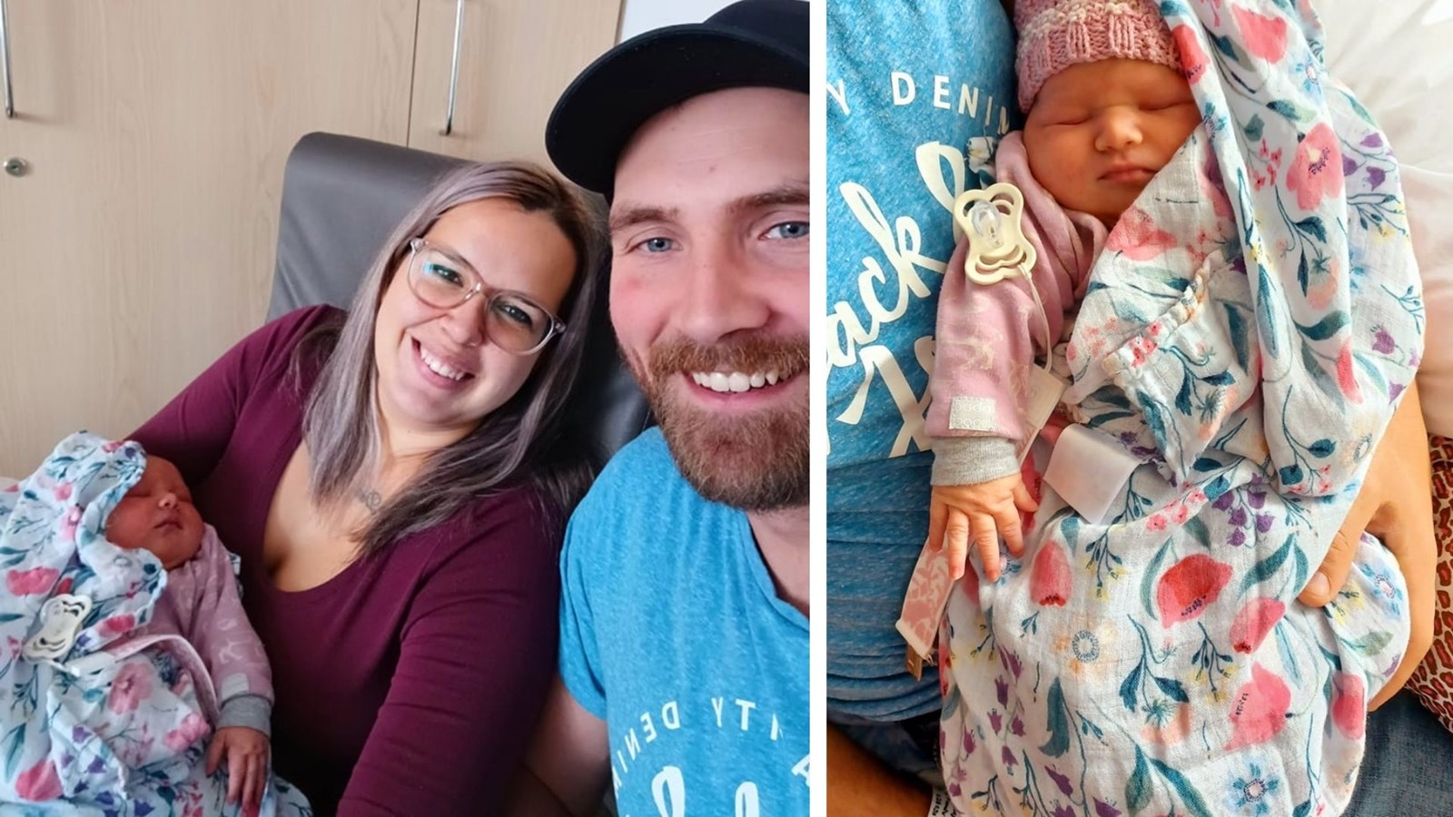 Élie-Jade accompagnée de ses parents.