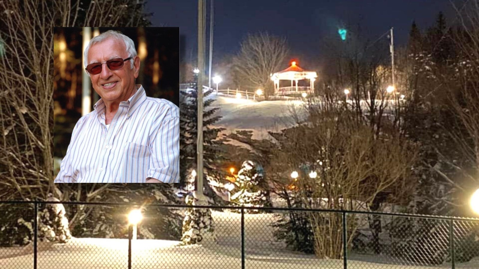 Toutes les lumières des installations du domaine, qui est fermé l'hiver, ont été allumées dimanche en mémoire de Benoit Lachance (en mortaise).