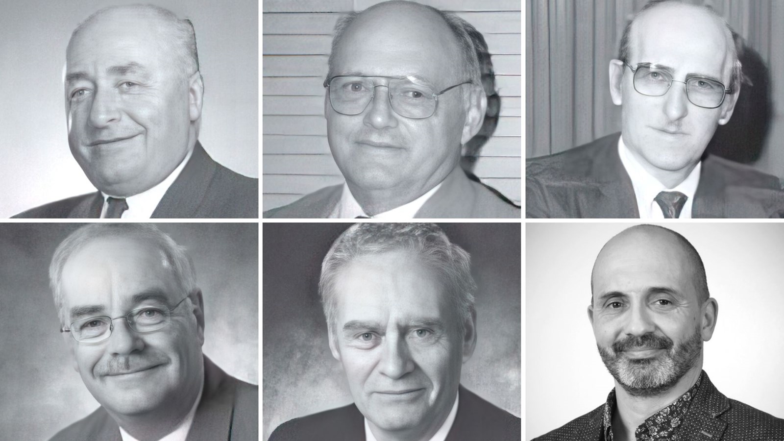 Les présidents qui se sont succédé en 60 ans: François Nadeau, Jacques Veilleux, Jean-Luc Bilodeau, André Lantagne, Marc-Yvon Poulin et Éric Cliche.