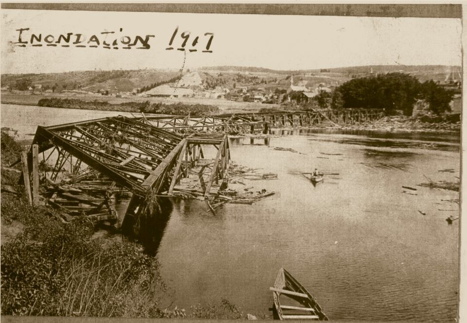 Pont ferroviaire de Vallée emporté le 31 juillet 1917.