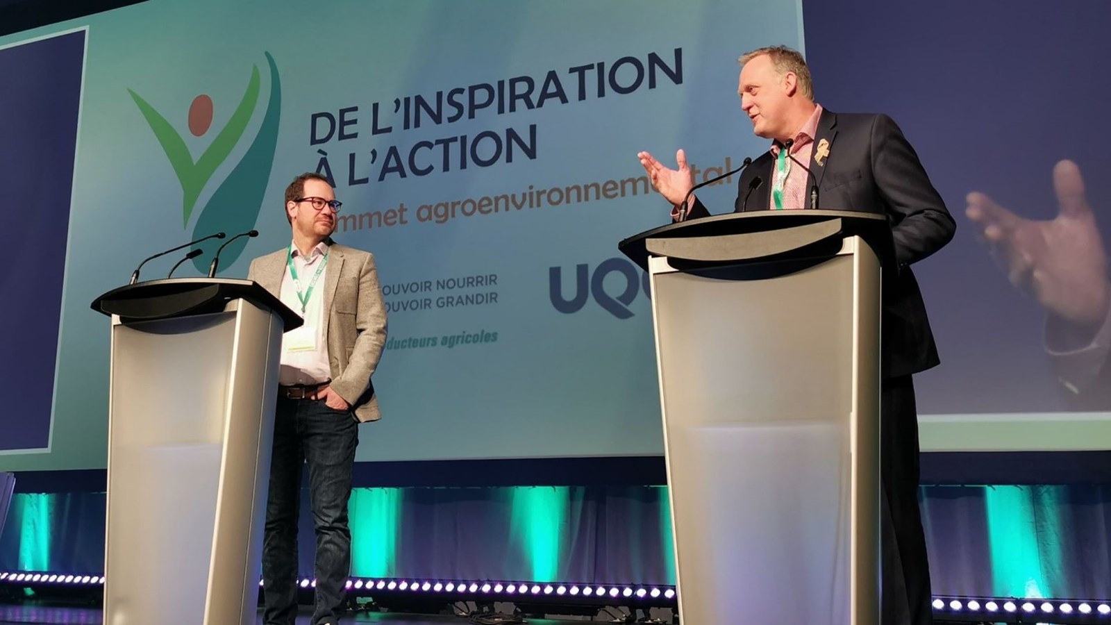 Jérôme Dupras, professeur en économie écologique, Université écologique en Outaouais et Martin Caron, président de l’Union des producteurs agricoles.