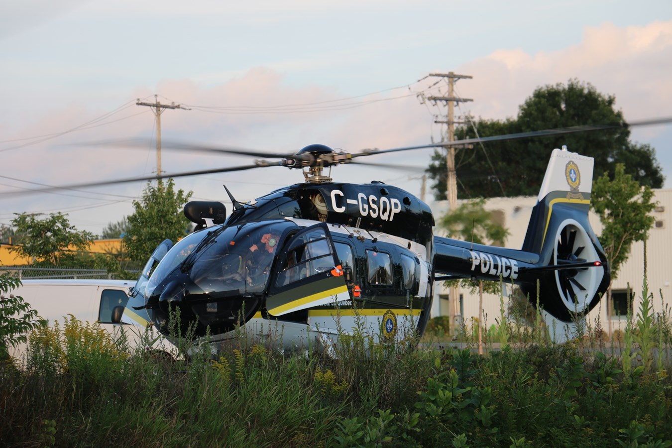 Déploiement de l'hélicoptère lorsque la policière a été blessée par balle sur l'A-73 le 18 août 2021.
