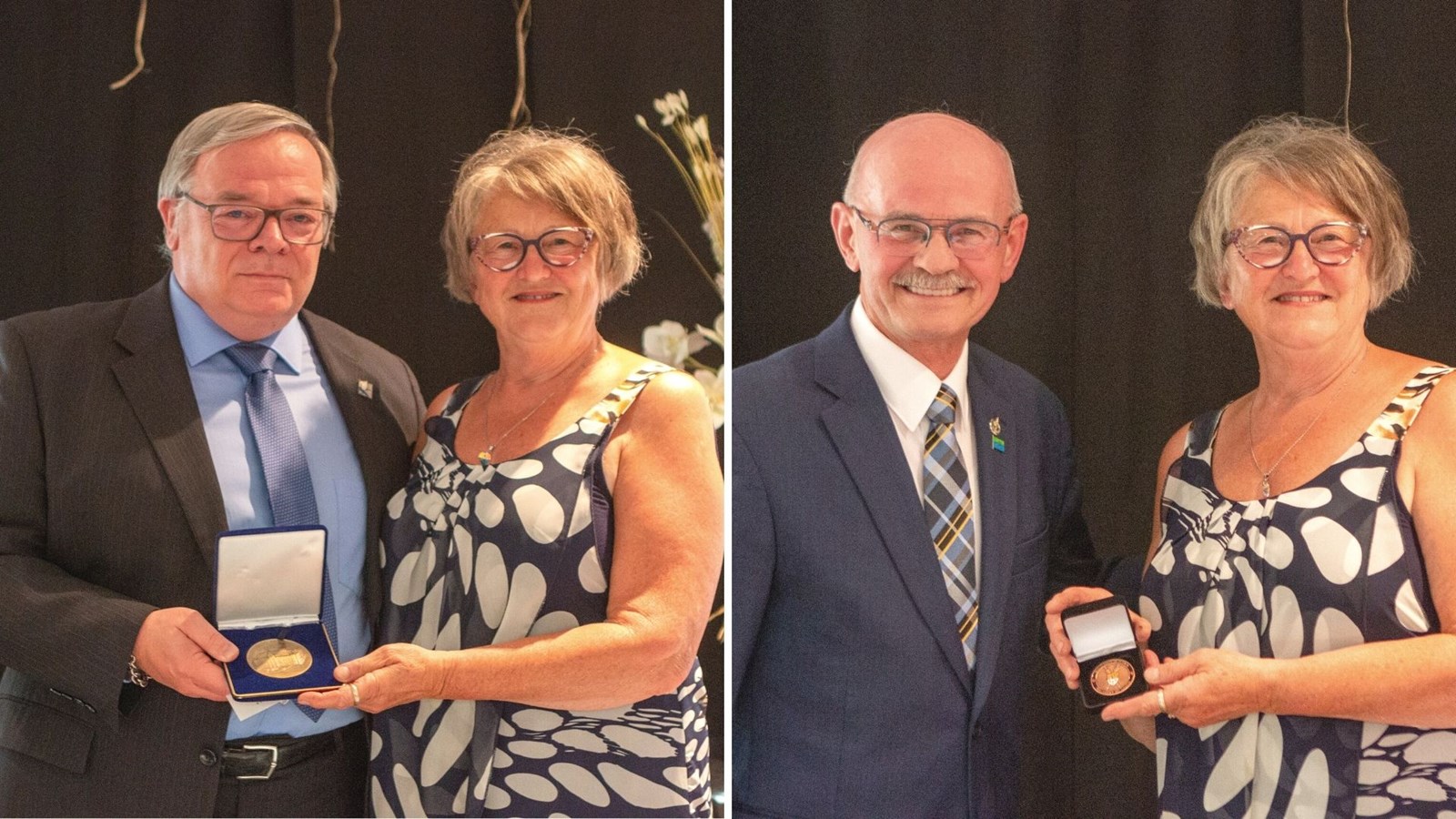 Mme Doyon a reçu deux médailles: celle de l'Assemblée nationale du Québec, remise par le député de Beauce-Nord, Luc Provençal et l'autre de la Chambre des communes, donnée par le député fédéral de Beauce, Richard Lehoux.