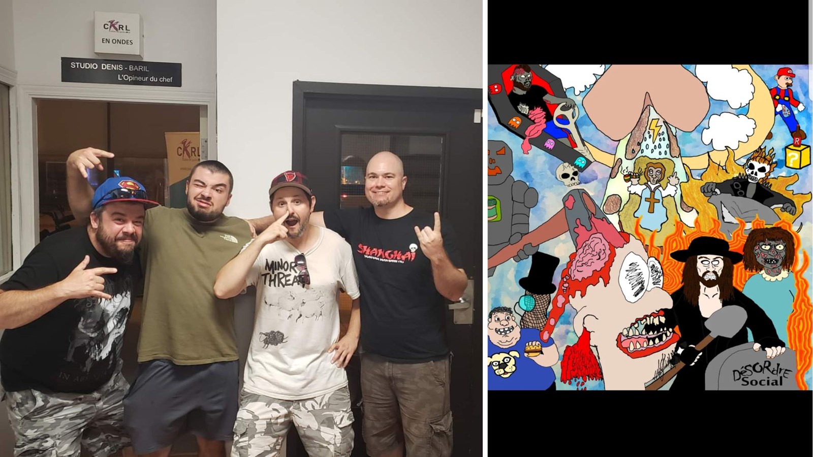 Simon Roy, Johnny Faucher, Éric Bédard (animateur de l'émission Prescription Punk Rock à la radio CKRL à Québec) et Charles Rodrigue