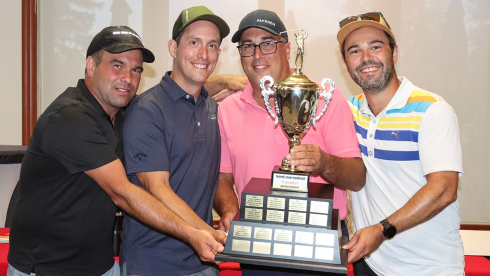 Équipe gagnante du trophée Dany Rodrigue : Elden Brochu, Simon Rodrigue, Carl Marcoux et Jean-François Marcoux.
