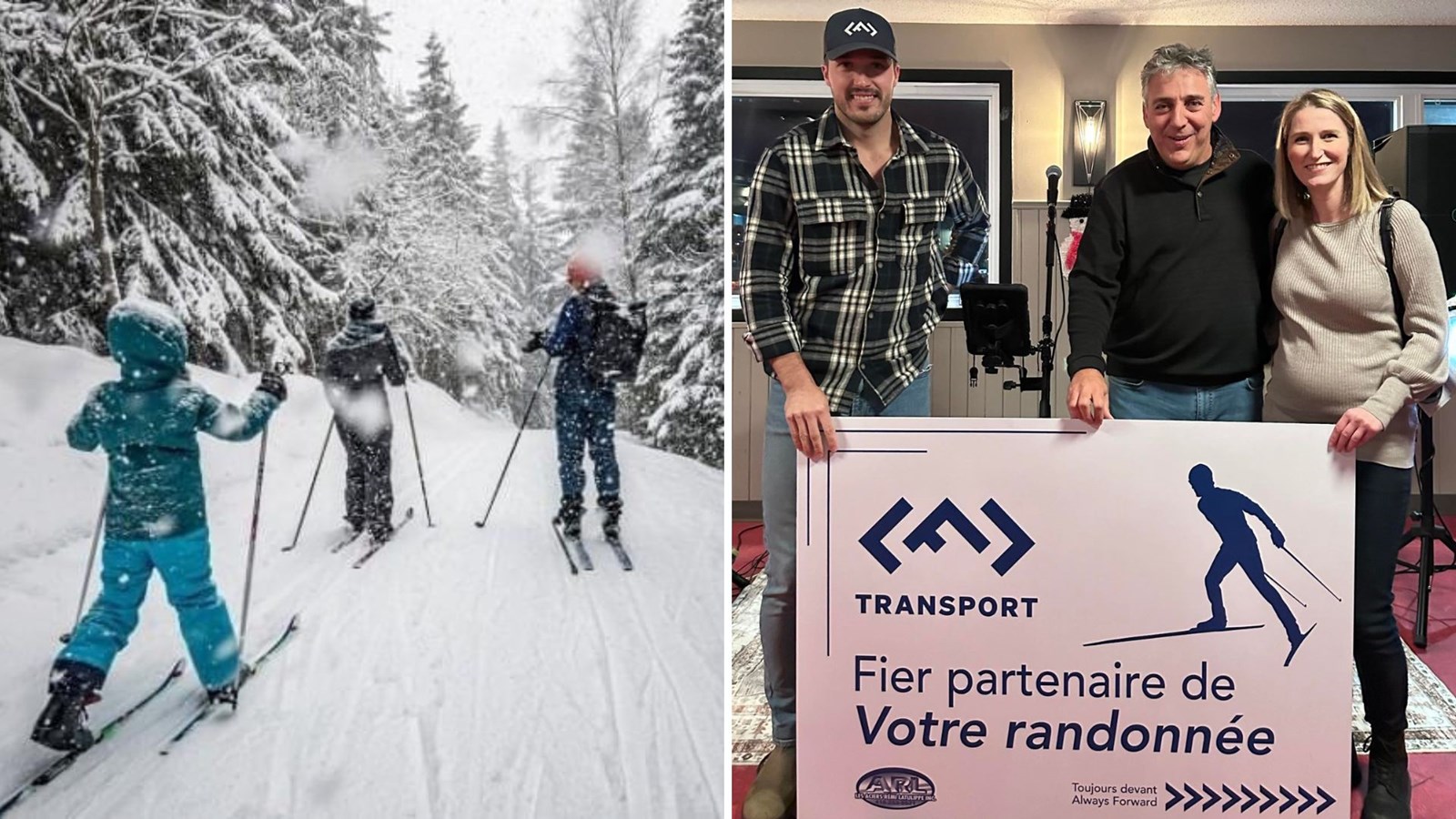 Photo de droite: Laurent Turcotte, Sylvain Cliche et Jeanne Turcotte.