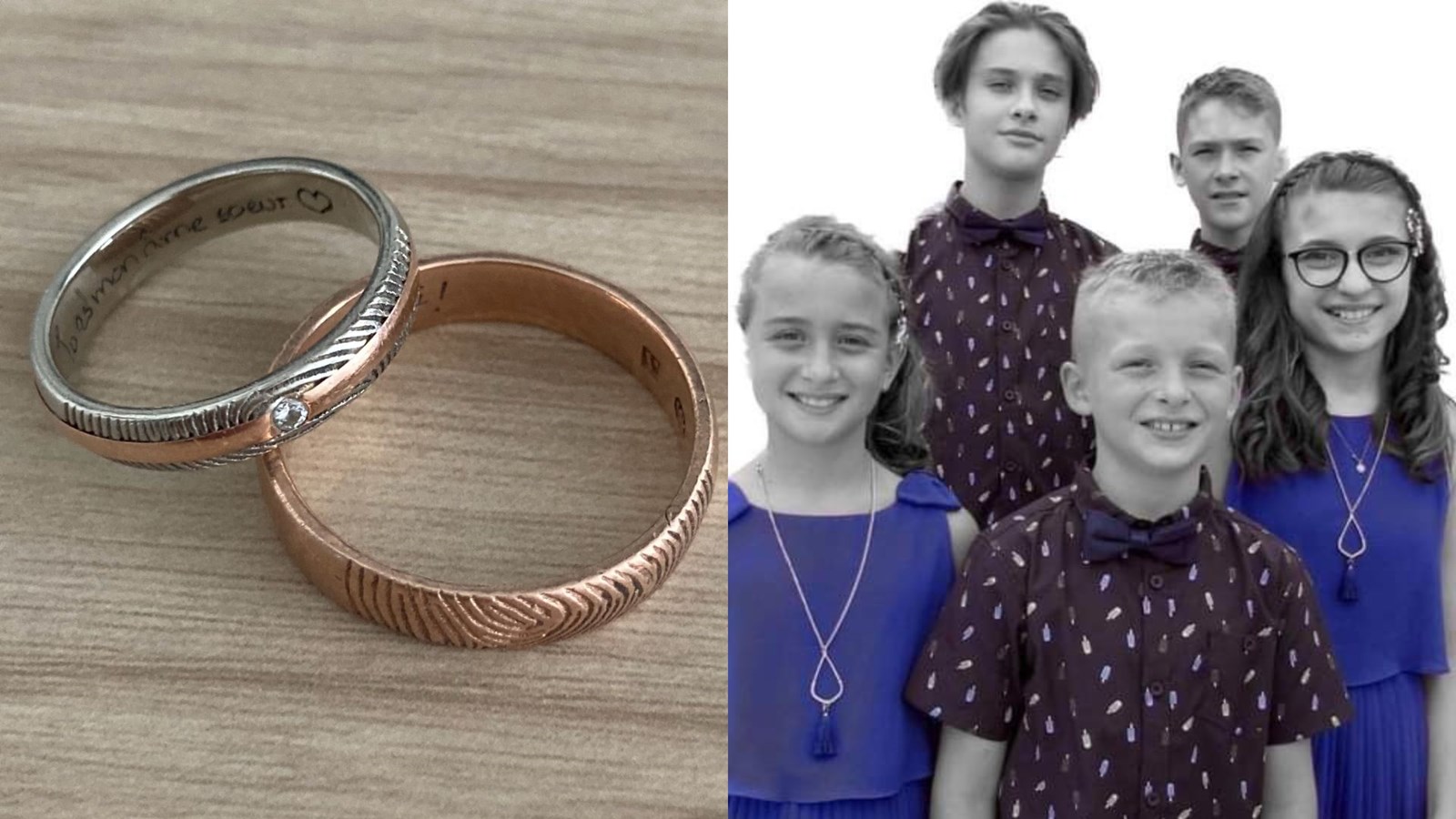 Les alliances et les enfants le jour du mariage
