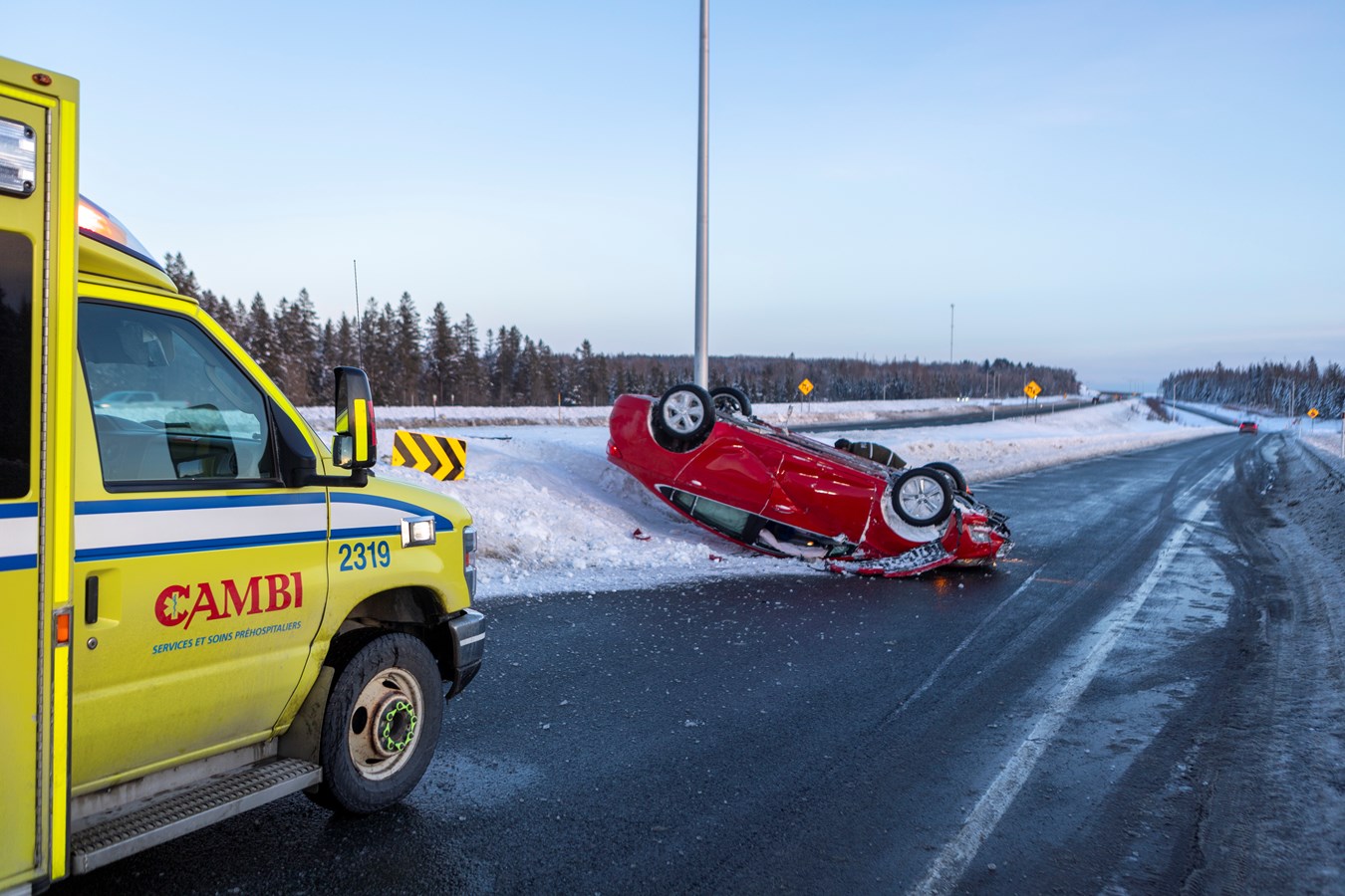 Sortie de route sur l'Autoroute 73 Sud
