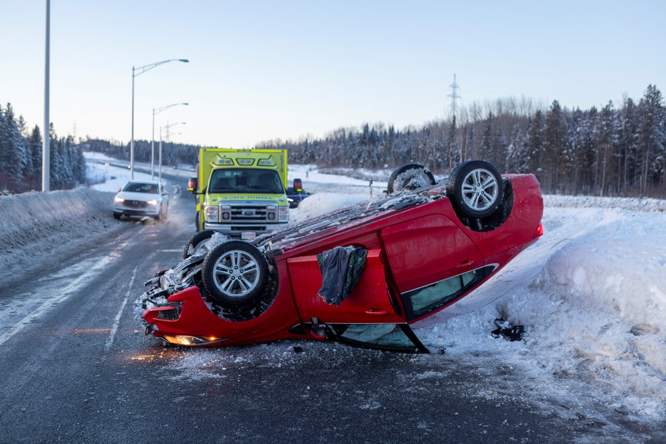 Sortie de route sur l'Autoroute 73 Sud