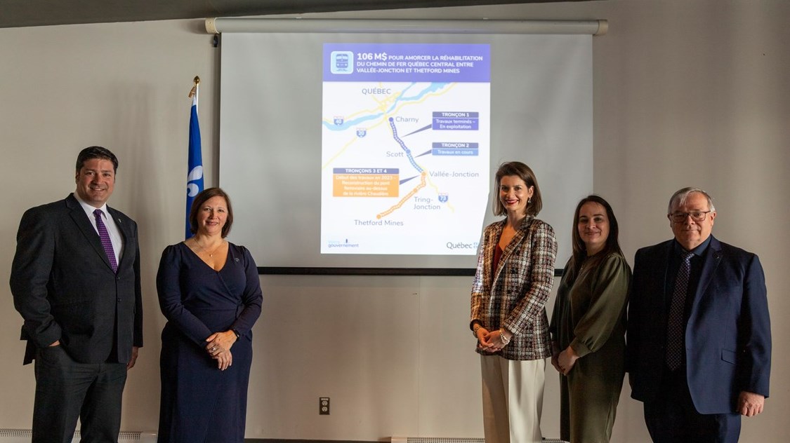 Investissement de 106 M$ pour la réhabilitation du chemin de fer entre Vallée-Jonction et Thetford Mines