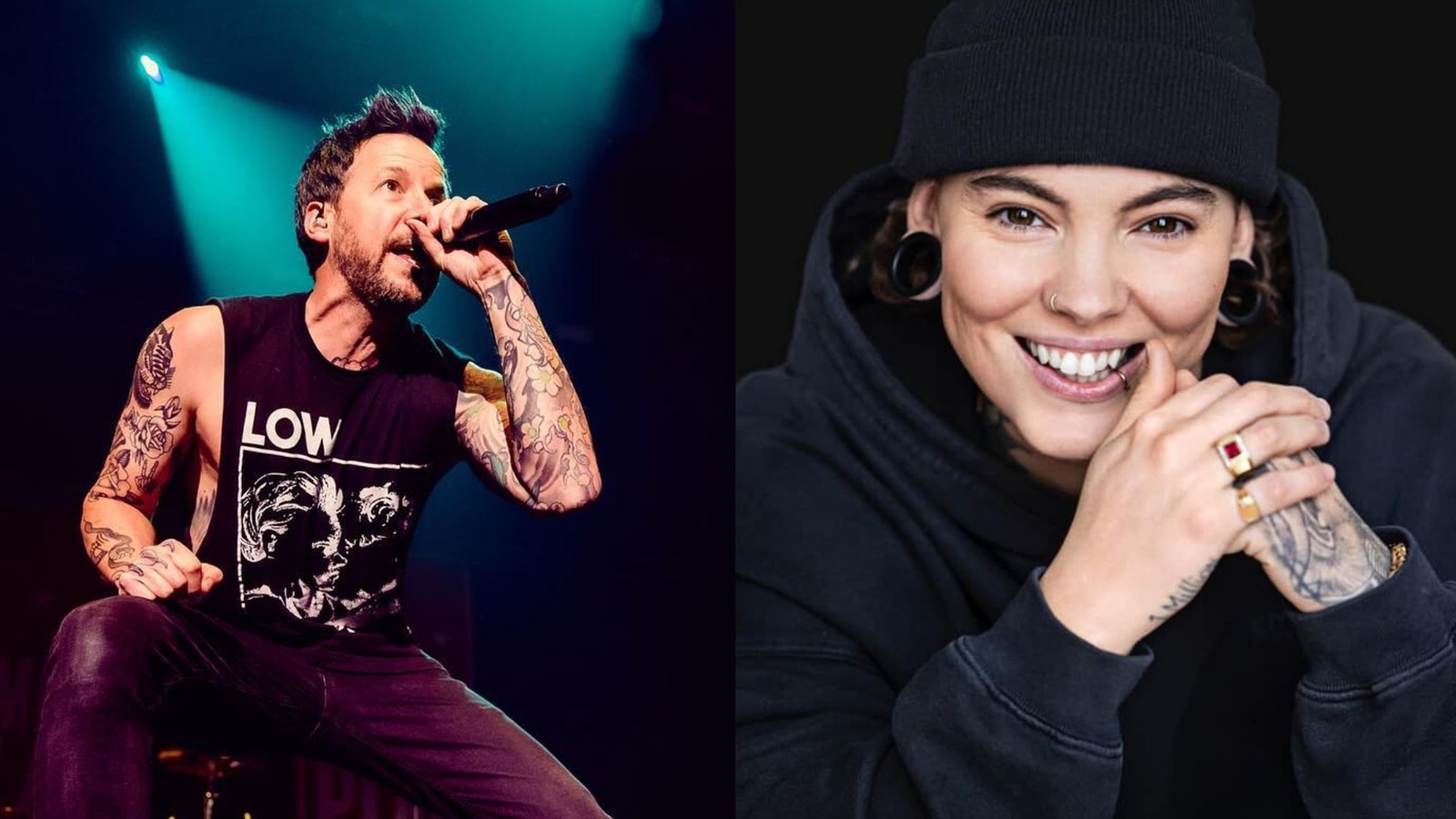 Pierre Bouvier, chanteur de Simple Plan, et Roxane Bruneau