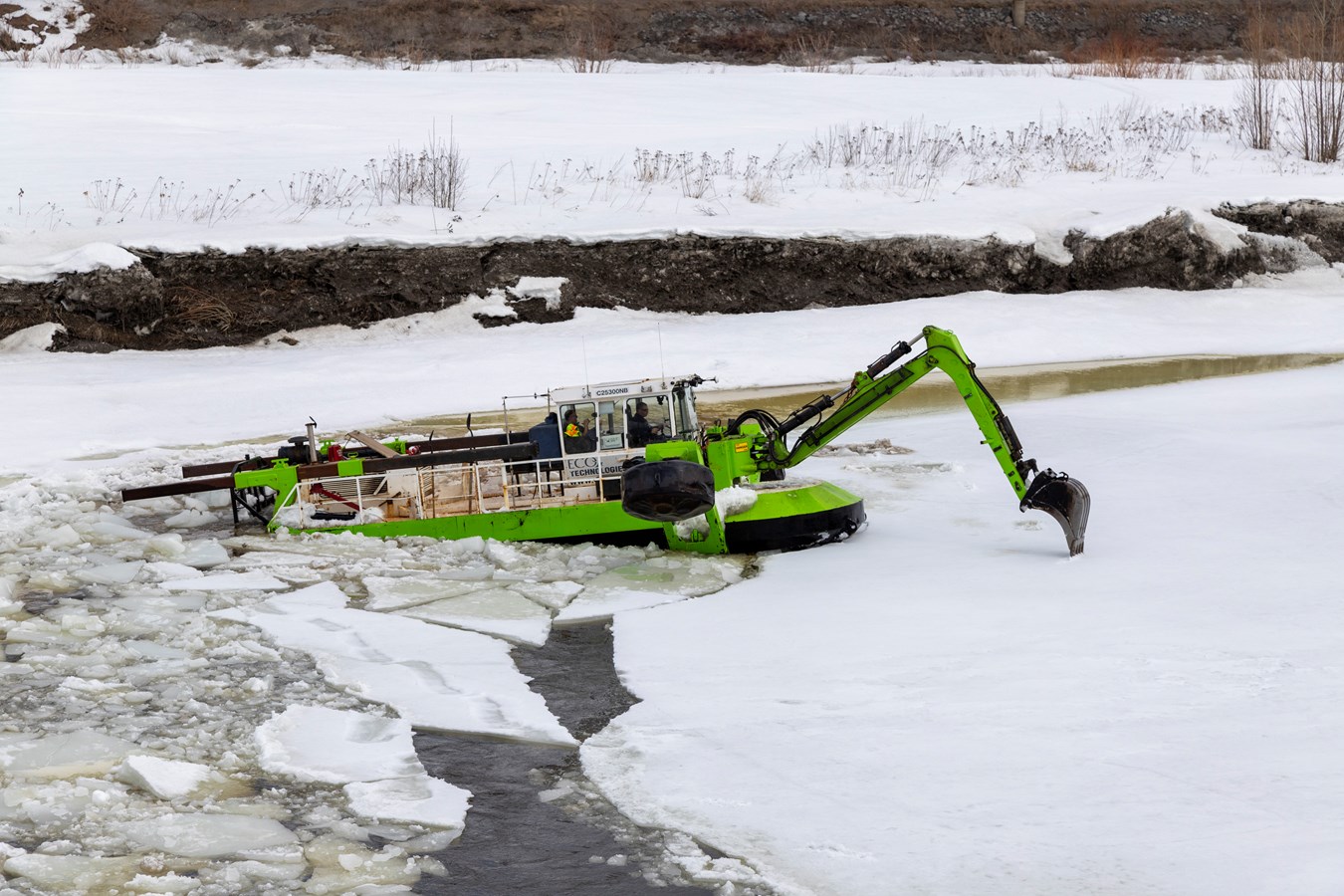 Beauceville: la pelle amphibie a parcouru 8,2 km