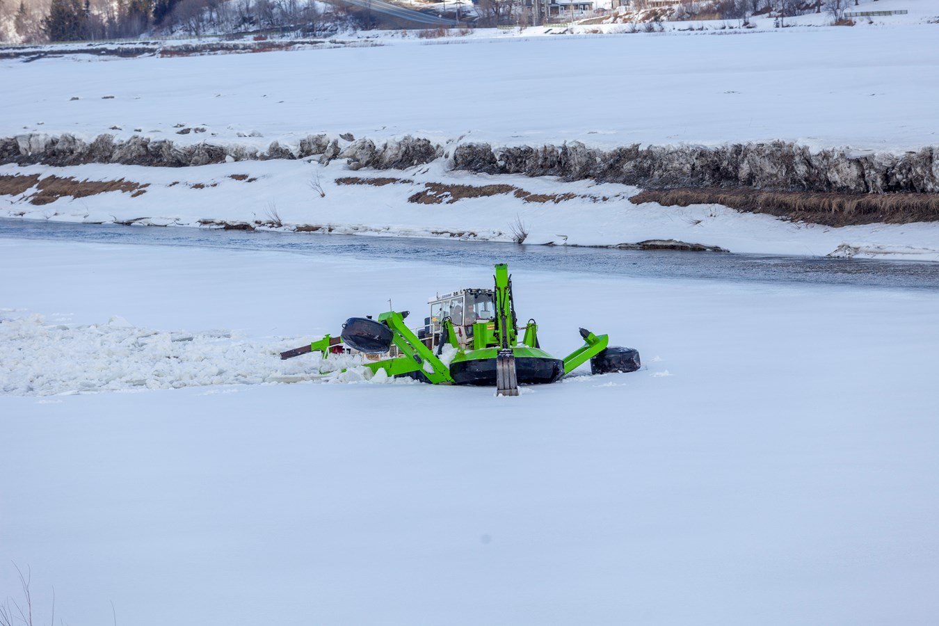 Beauceville: la pelle amphibie a parcouru 8,2 km
