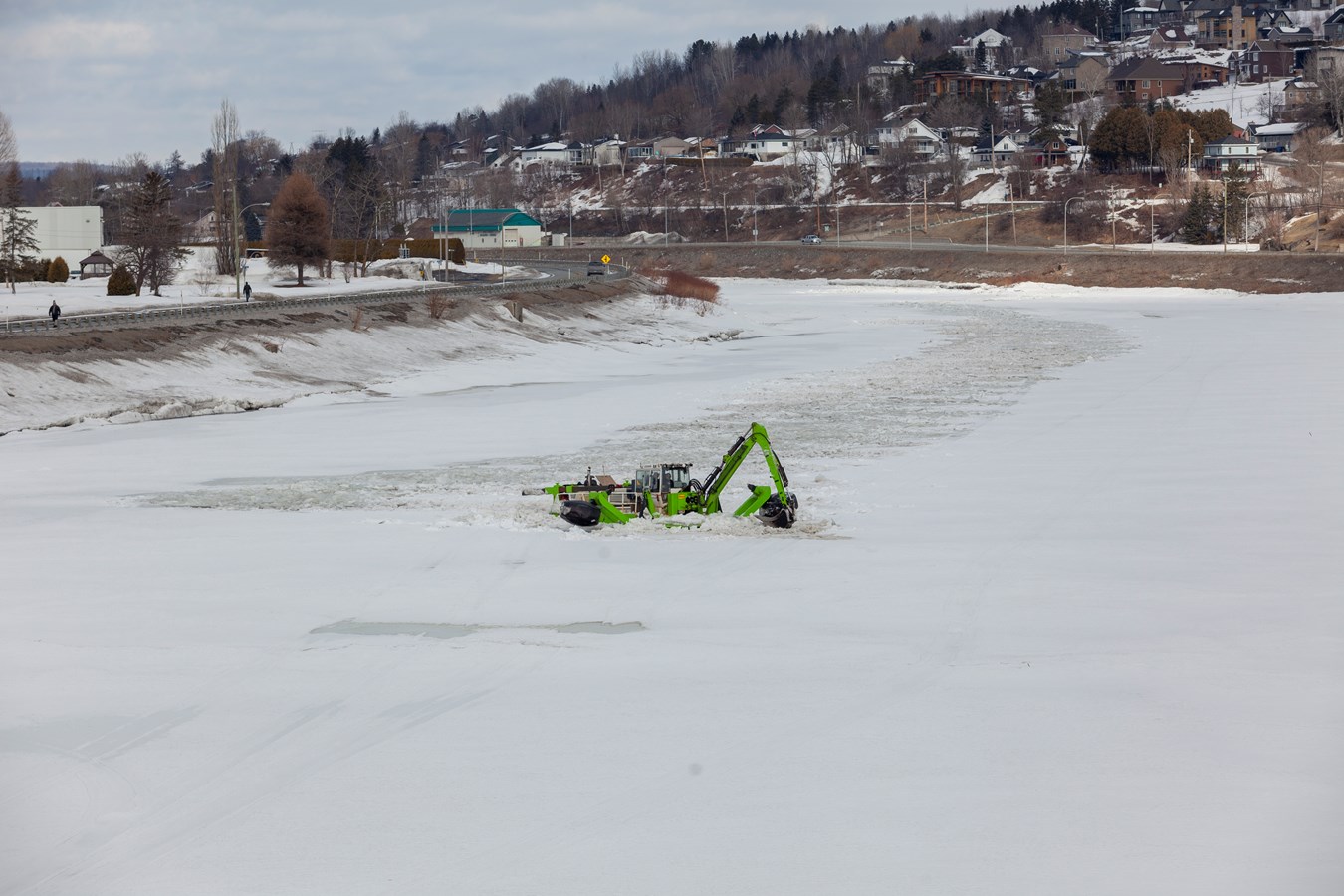 Beauceville: la pelle amphibie a parcouru 8,2 km