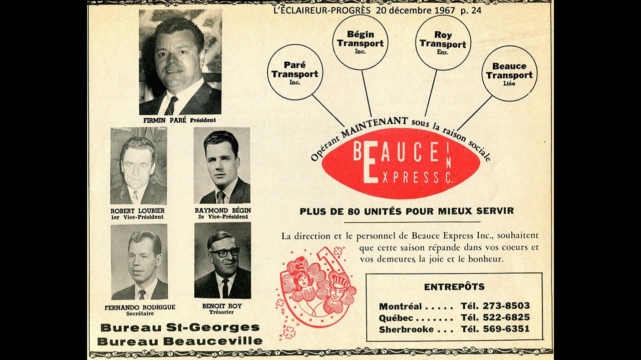Beauce Express au siècle dernier