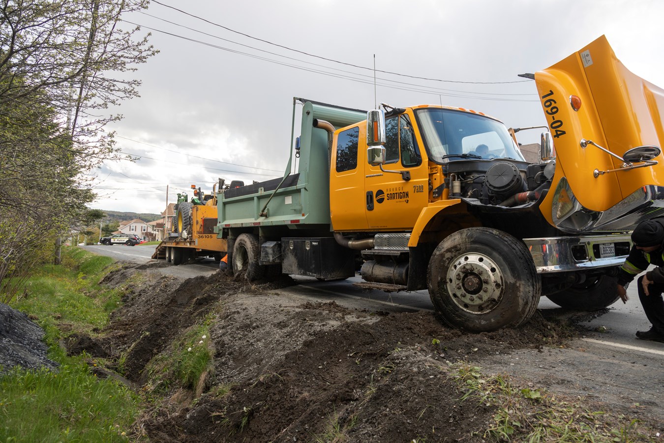 Un camion lourd a fait une sortie de route à Saint-Georges