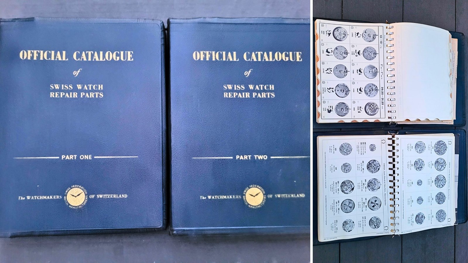Quelques livres de la formation d'horloger suivie par Alain Poulin.