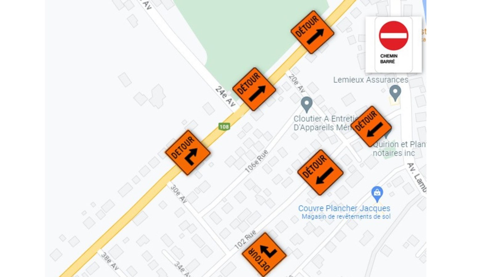 Fermeture partielle de l'avenue Lambert à Beauceville