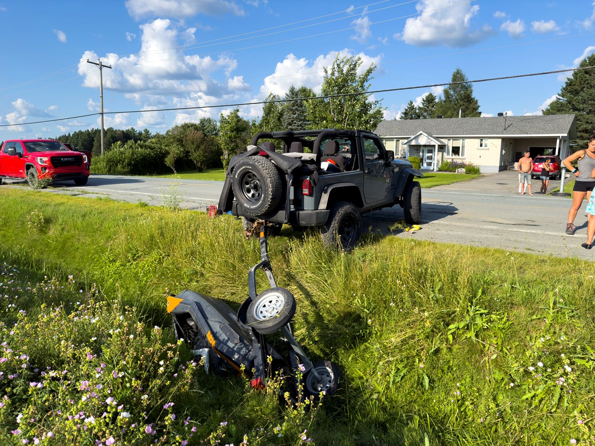Accident impliquant deux véhicules à Saint-Éphrem
