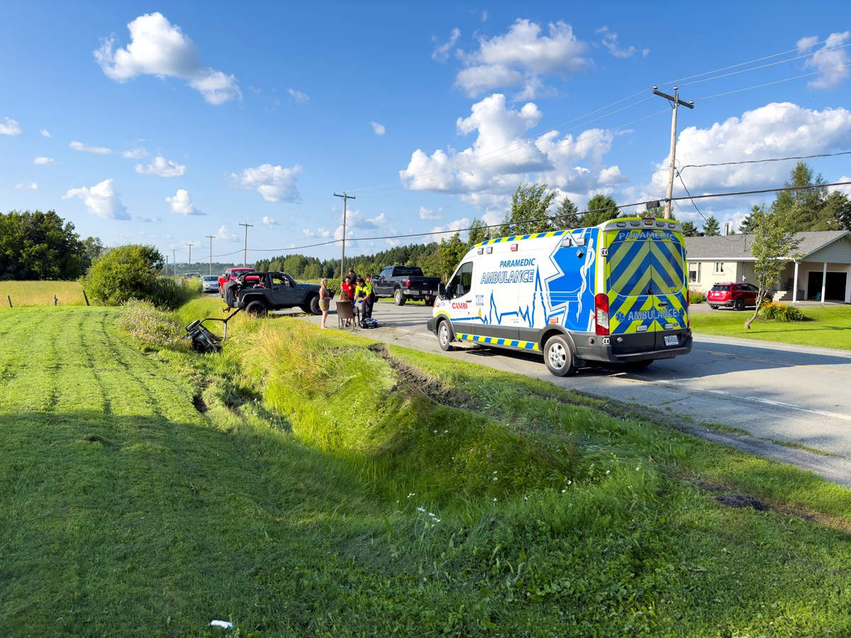 Accident impliquant deux véhicules à Saint-Éphrem