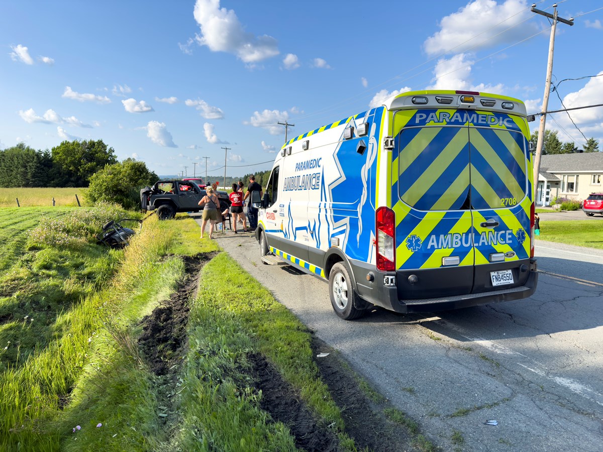 Accident impliquant deux véhicules à Saint-Éphrem