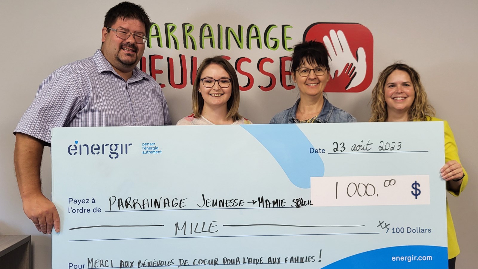 Parrainage Jeunesse: 8 500 $ pour le Service d'entraide Mamie-Soleil
