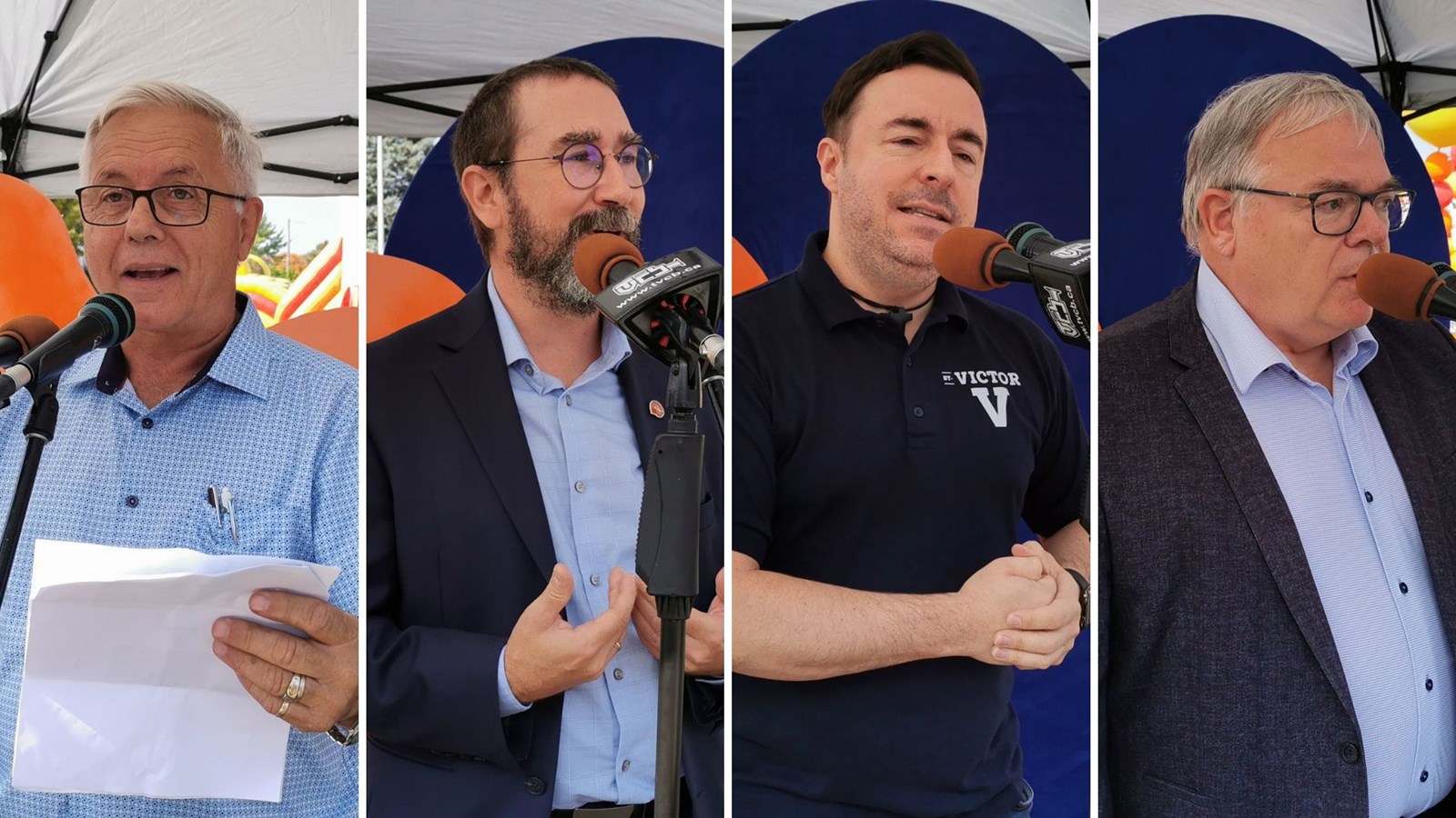 Le maire de Tring-Jonction, Mario Groleau, le directeur au développement de Centraide, Benoit Poirier, le préfet de la MRC Beauce-Centre, Jonathan V Bolduc et le député de Beauce-Nord, Luc Provençal.