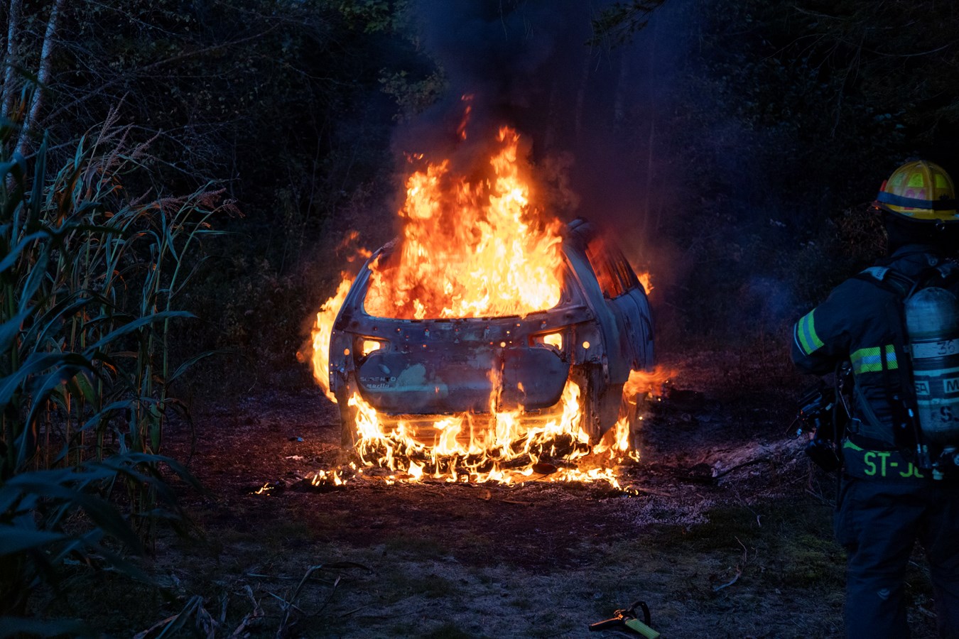 Véhicule en feu à Saint-Joseph-de-Beauce