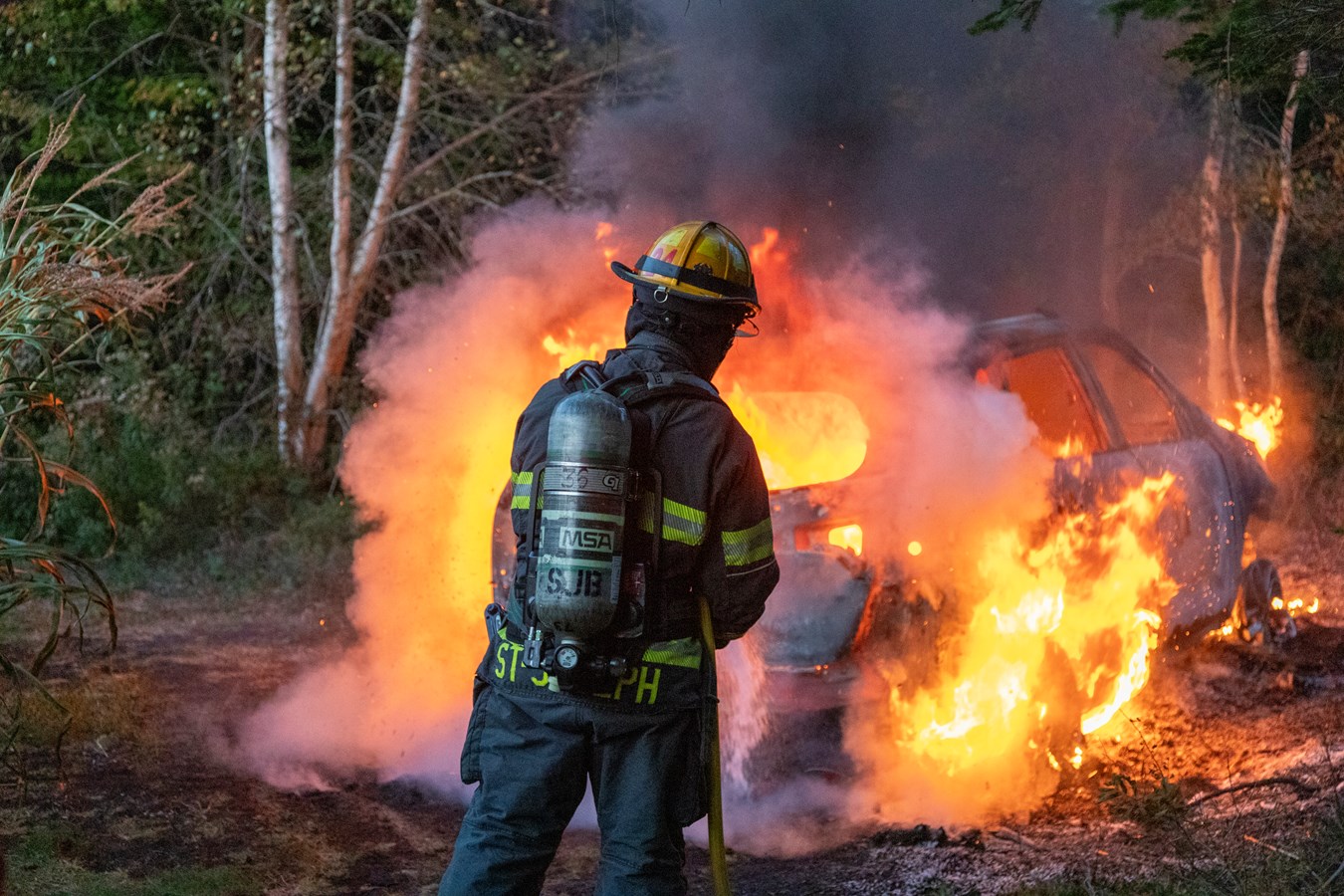Véhicule en feu à Saint-Joseph-de-Beauce