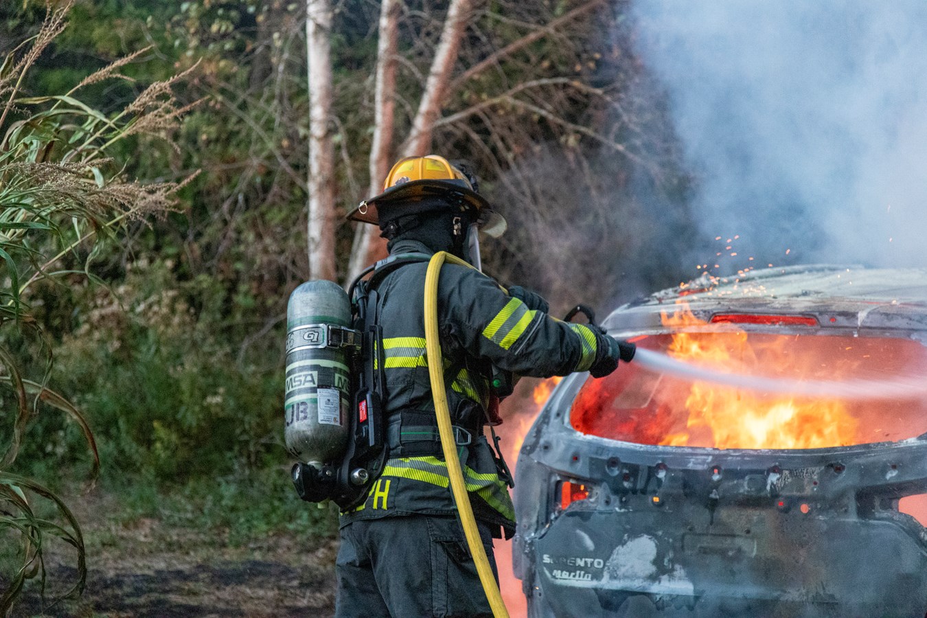 Véhicule en feu à Saint-Joseph-de-Beauce