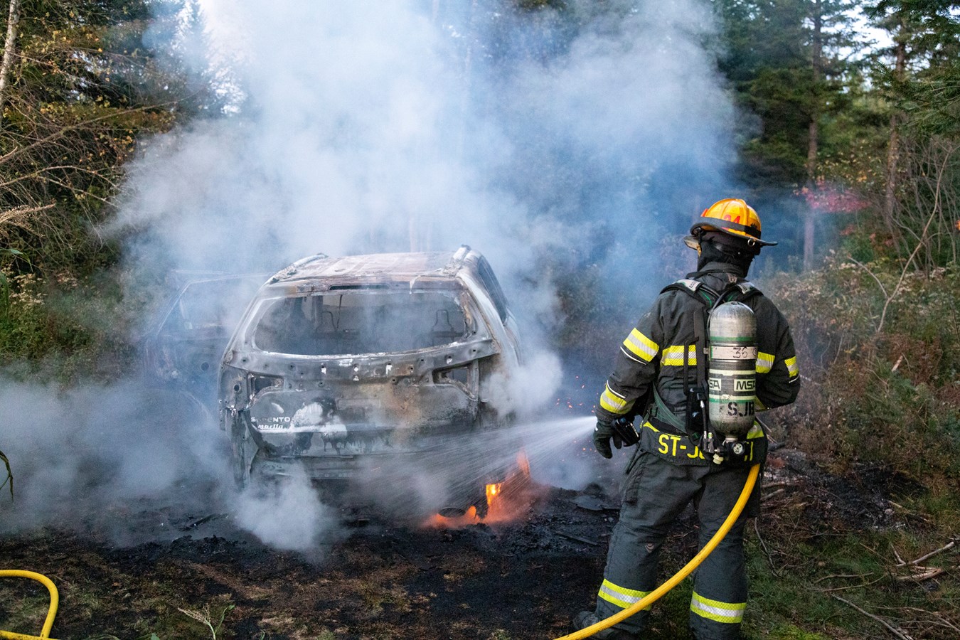 Véhicule en feu à Saint-Joseph-de-Beauce