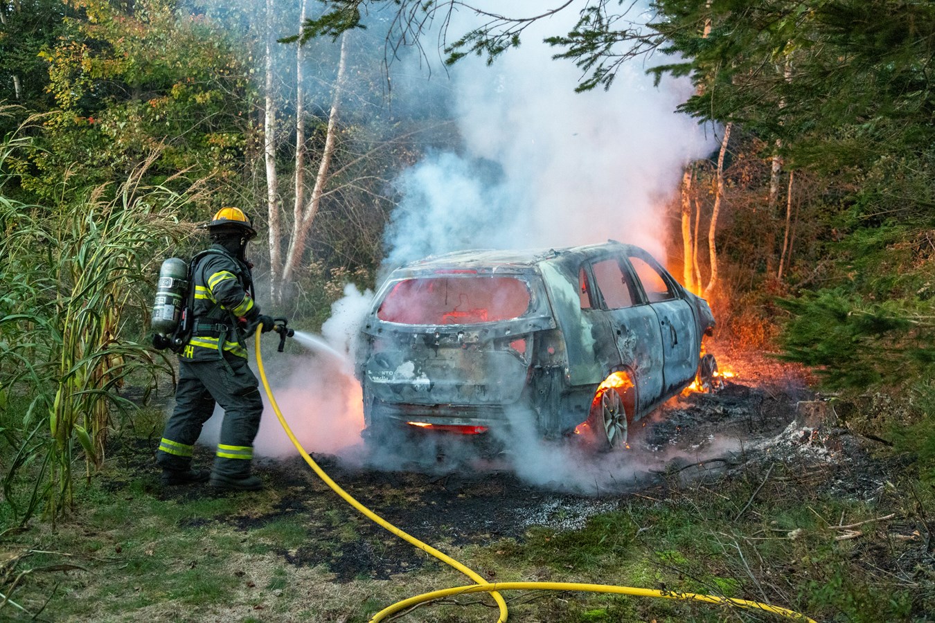 Véhicule en feu à Saint-Joseph-de-Beauce