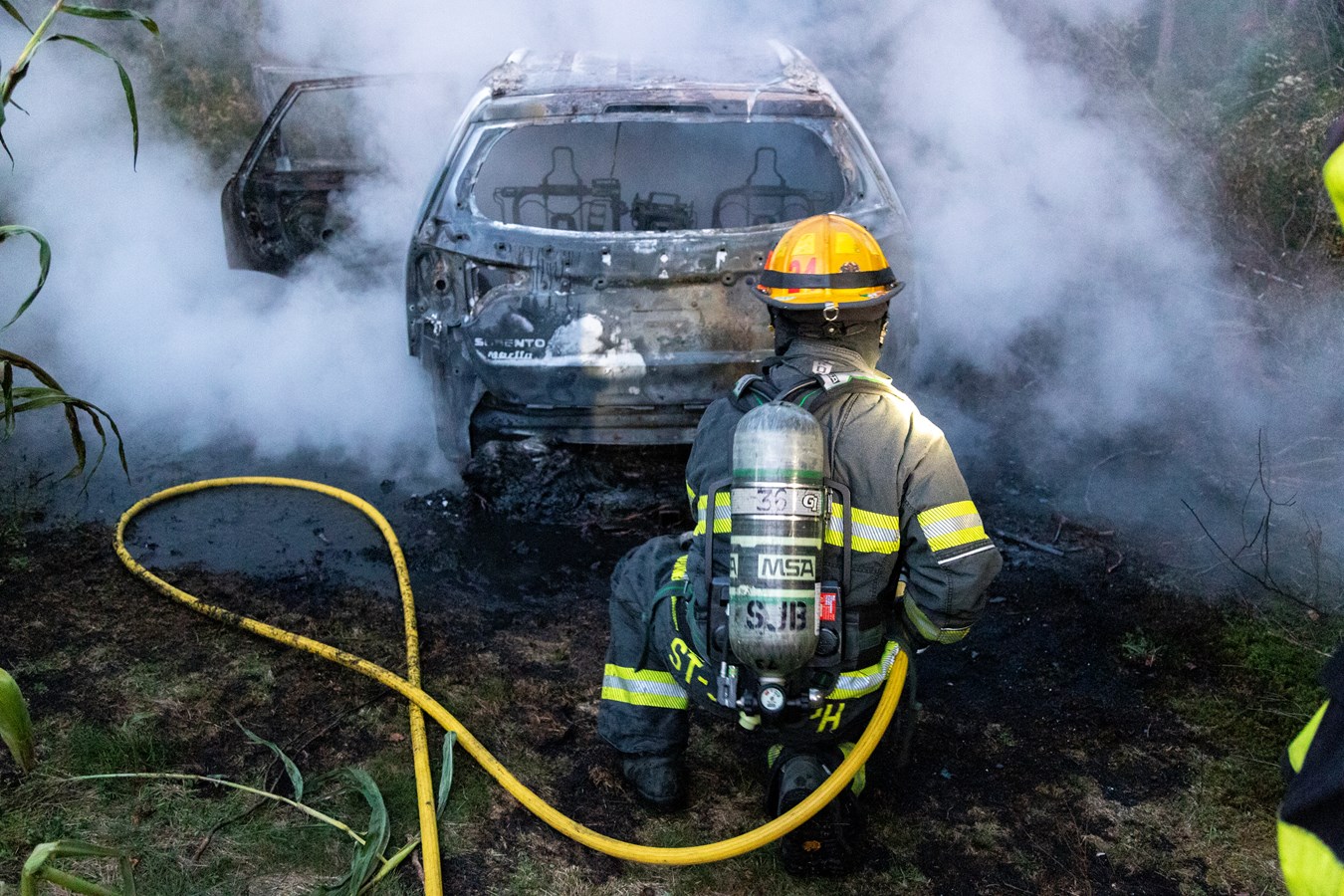Véhicule en feu à Saint-Joseph-de-Beauce