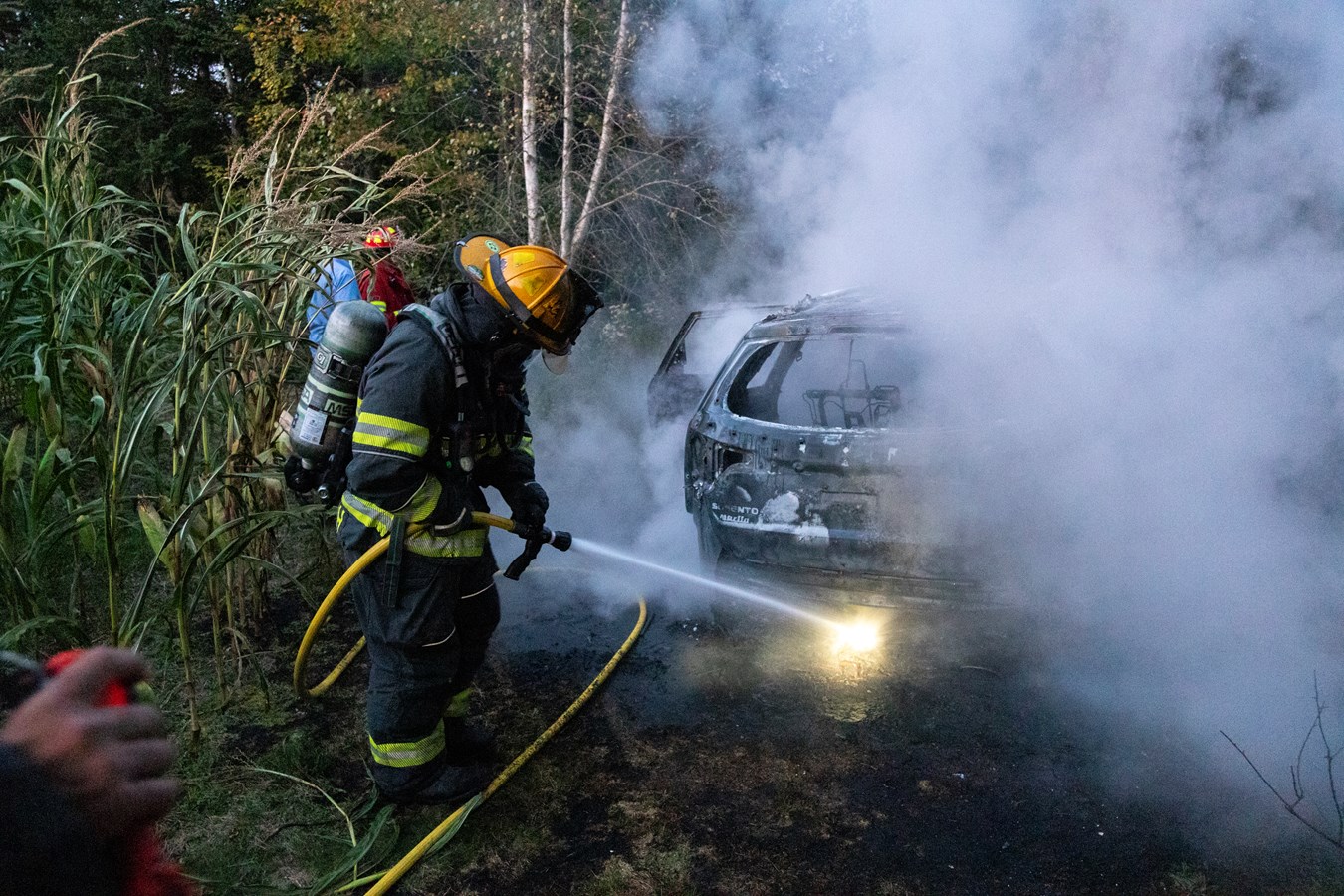 Véhicule en feu à Saint-Joseph-de-Beauce