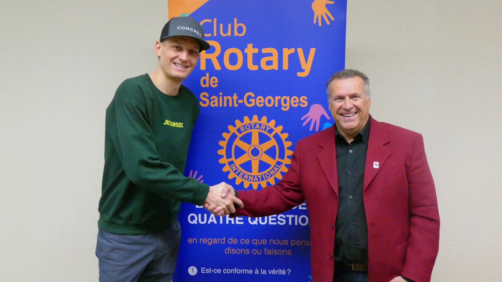 Simon Leblanc, sportif de haut niveau et Renaud Labonté, président du Rotary de Saint-Georges