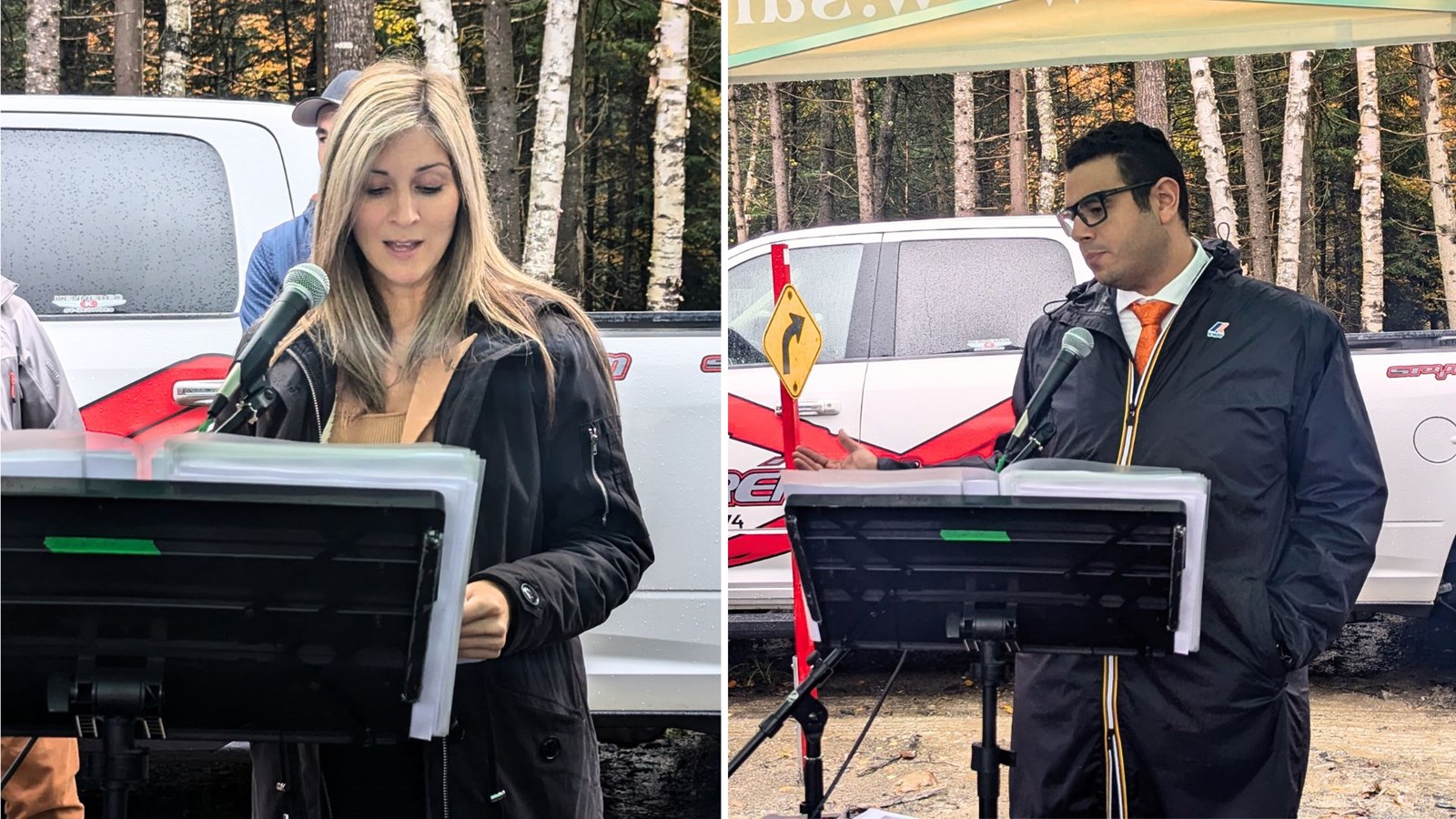 Maryane Bélanger des Caisse du Sud de la Chaudière et Samuel Poulin, député de Beauce-Sud