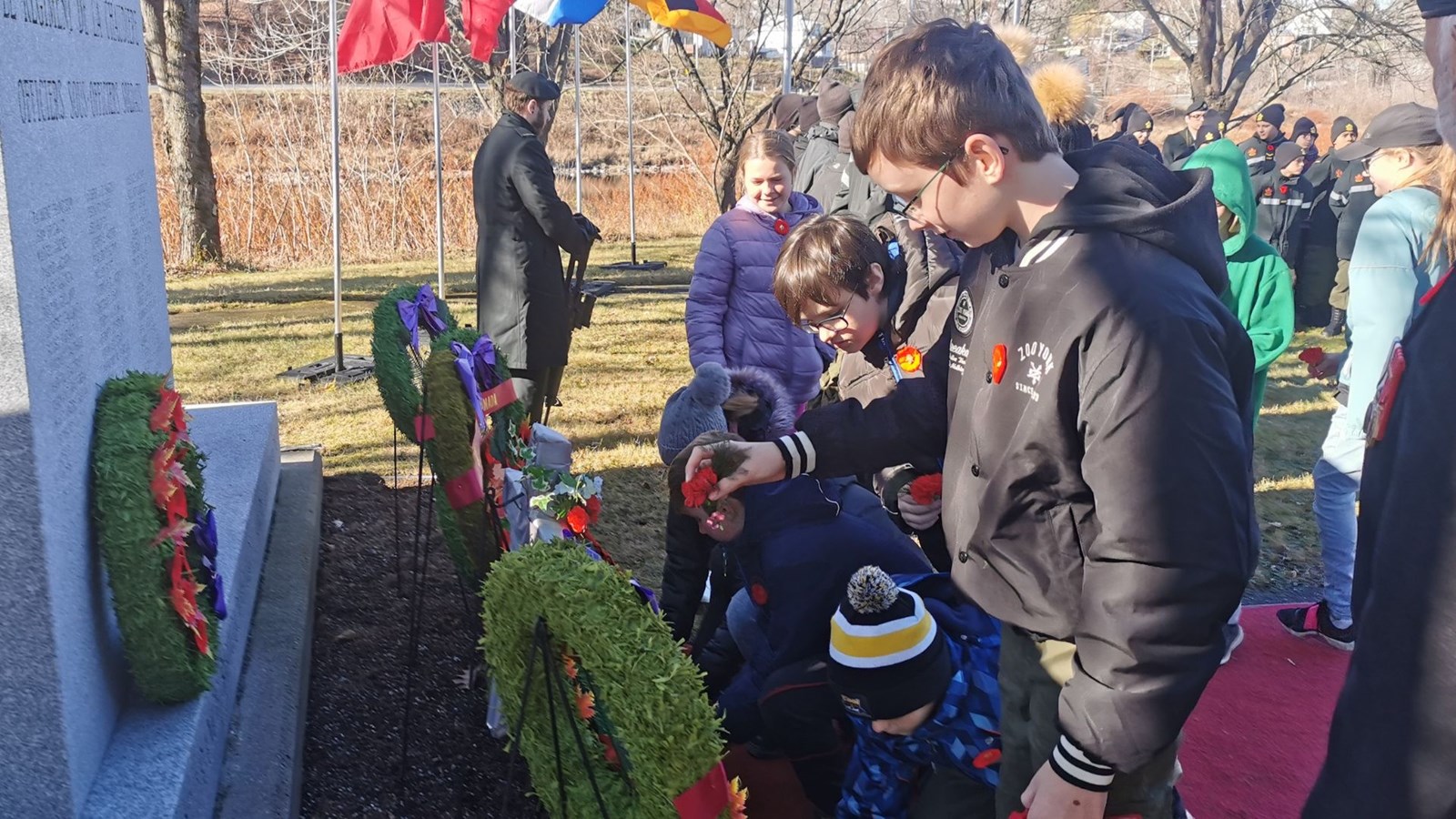 Des élèves de l'école de Léry de Beauceville ont participé à la cérémonie.