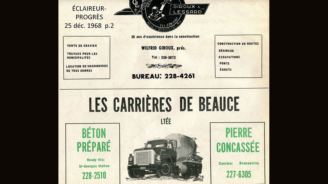 Les Ready-Mix de Kennebec Construction au siècle dernier