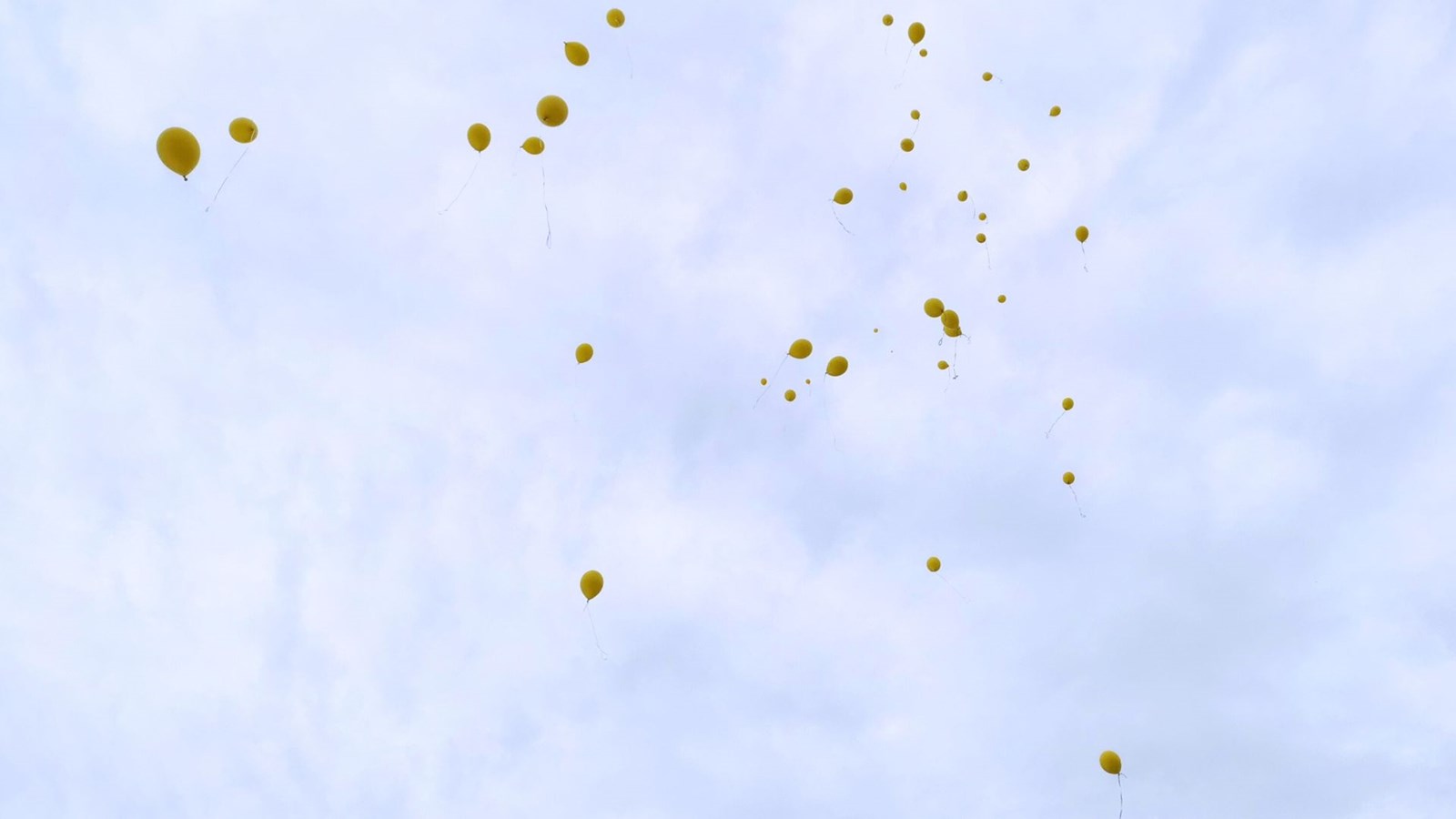 Des ballons de baudruche libérés dans le ciel en mémoire d'Alexandra Poulin.