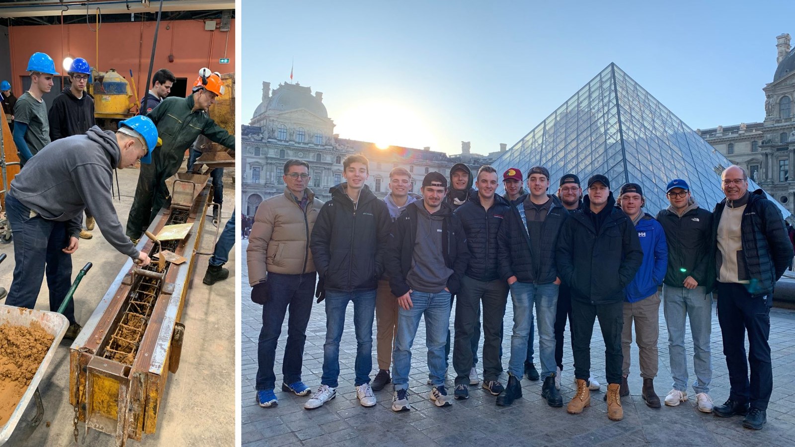 Les étudiants à l'ouvrage puis en visite au musée du Louvre à Paris