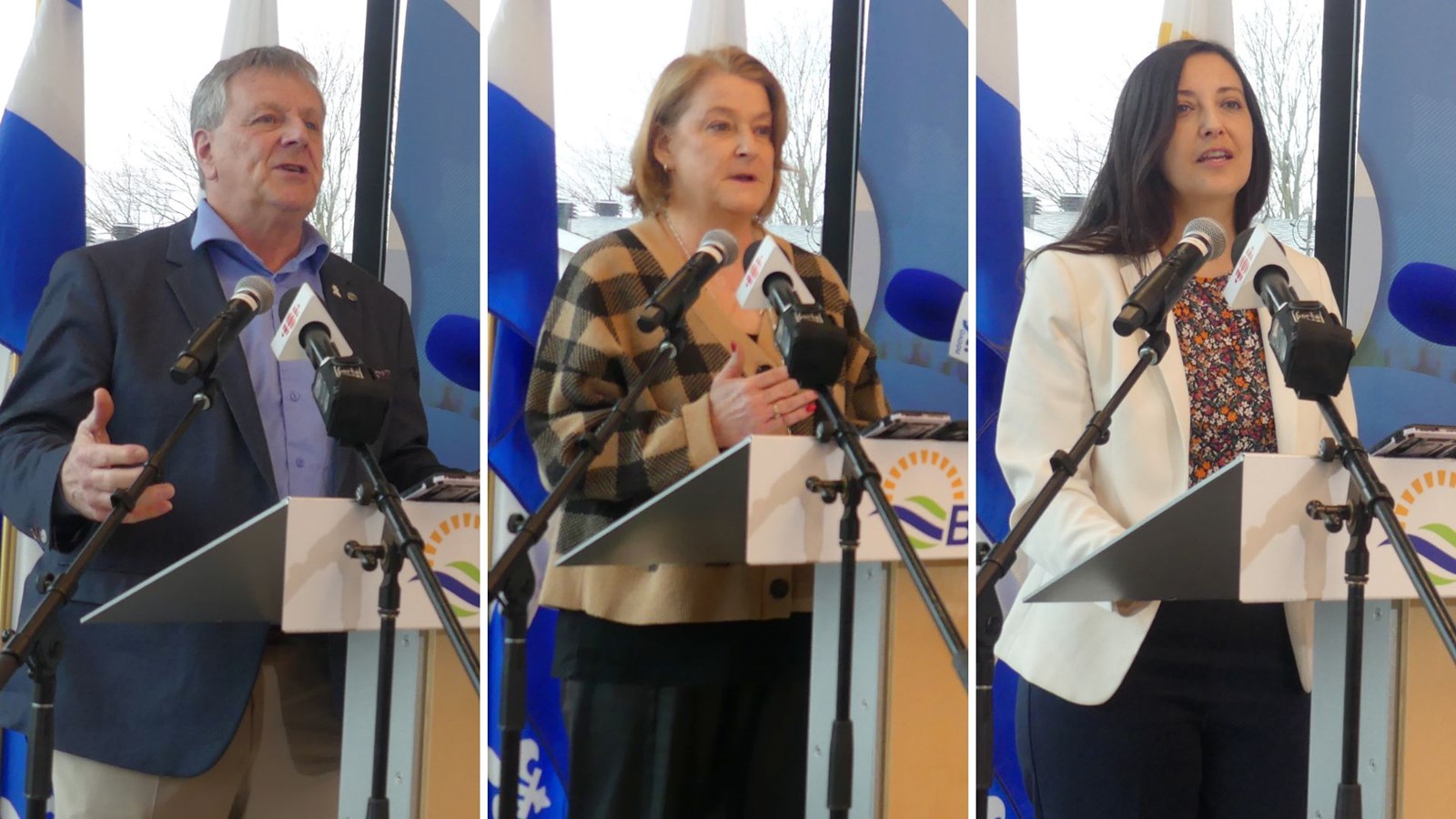 Le préfet de la MRC de La Nouvelle-Beauce et maire de la Ville de Sainte-Marie, Gaétan Vachon: la vice-présidente des ressources humaines chez duBreton, Line Breton; la vice-présidente capital humain du Groupe Mundial, Manon Viel.