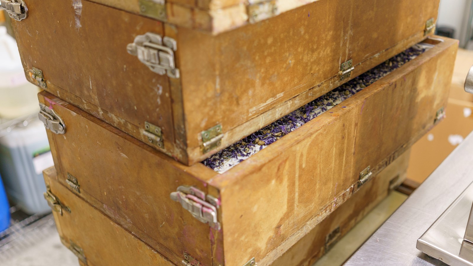 Savon à l'huile d'olive en cours de séchage