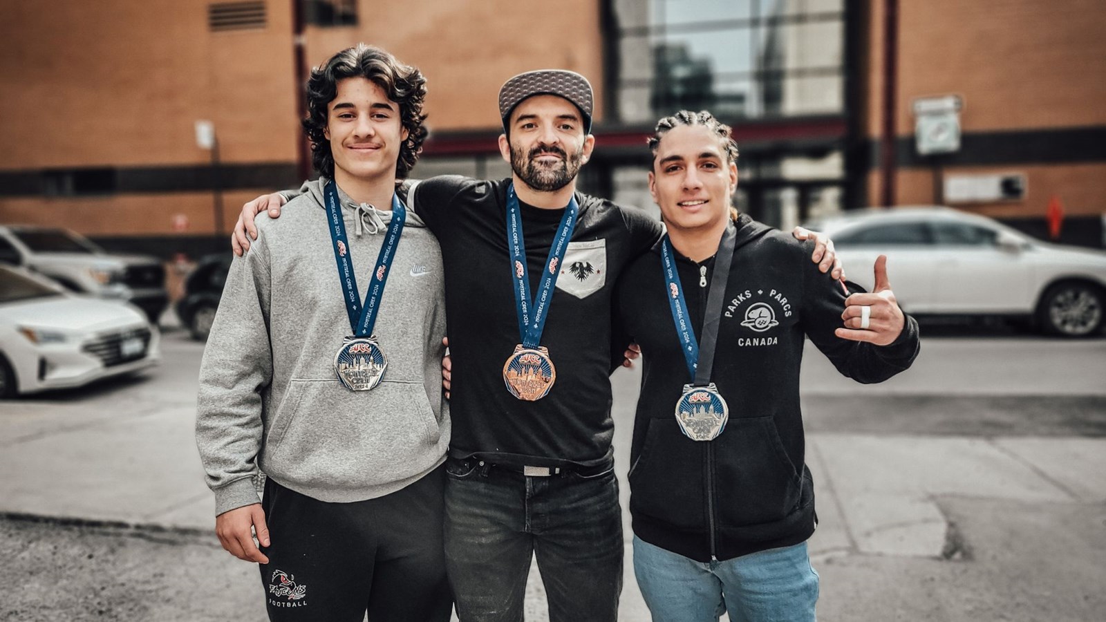 Adam Lebel,  Samuel Giguère et Robin Gonzalez Villegas